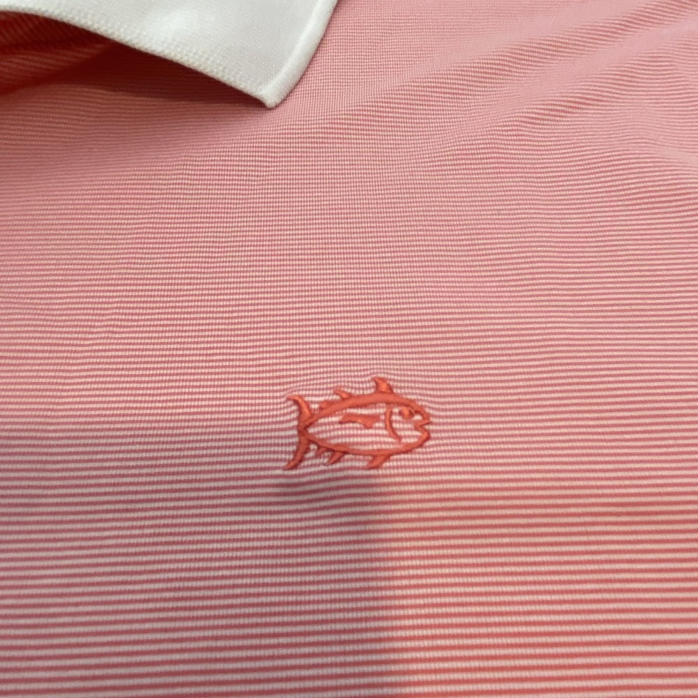 Southern Tide Pink Polo with White Contrast Collar golf polo - Picture 3 of 9